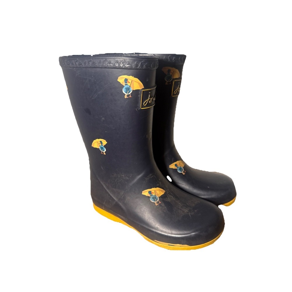 Joules Kids Rain Boots Blue Duck Umbrella Print Waterproof Unisex Size 11